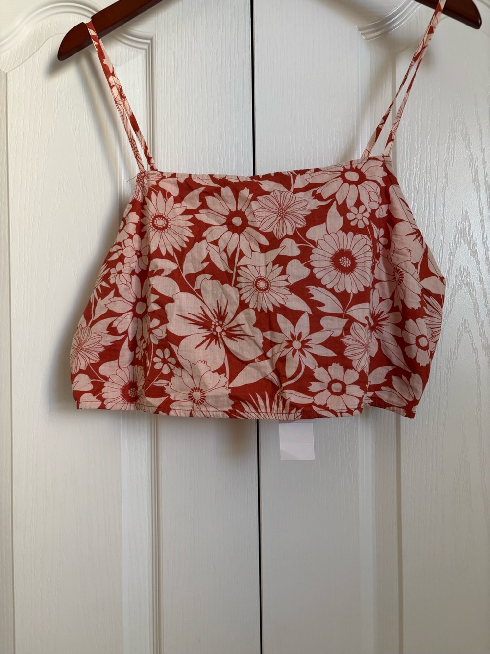 American Eagle Outfitters Rust and Cream Floral Cropped Camisole